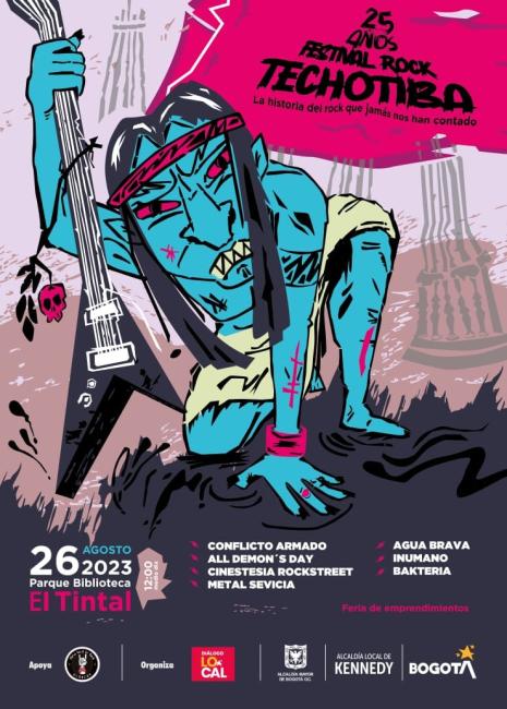 Flayer evento 25 años del festival rock techotiba