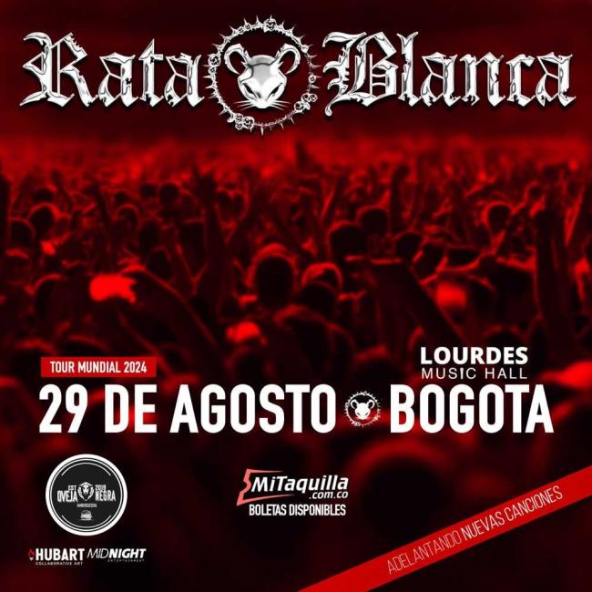 Flayer evento Rata Blanca en Bogotá 2024