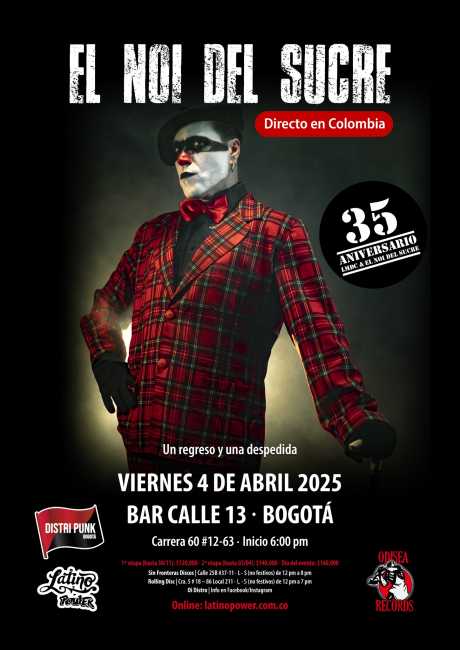 Flayer evento El Noi del Sucre llega a Bogotá en su gira de despedida